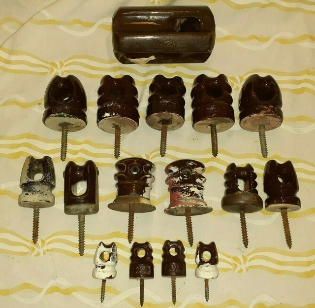 Lot of 16 Screw In Ceramic Power/Phone Insulators Locke, PP Inc, 409 Universal