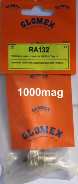 Connecteur Glomex Ra132 Pl259 Male Plaqué Nickel Pour Cable Rg58C/U