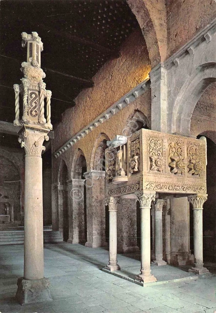 Cartolina Casauria Badia S. Clemente candelabro e pulpito