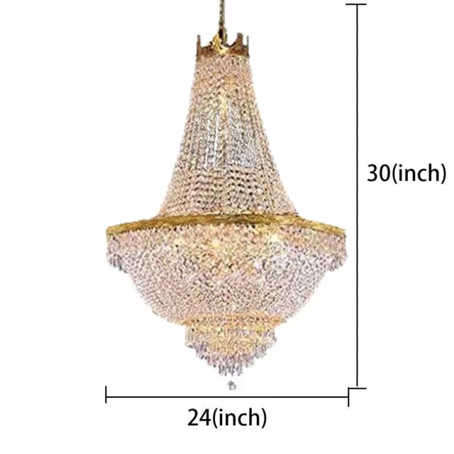 Crystal Chandelier French Empire Large Foyer Ceiling Light Gold Pendant Lamp NEW