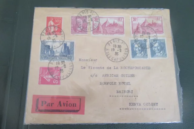 FRANCE lettre  PAR AVION  du 19 02 1935  de Paris pour Nairobi