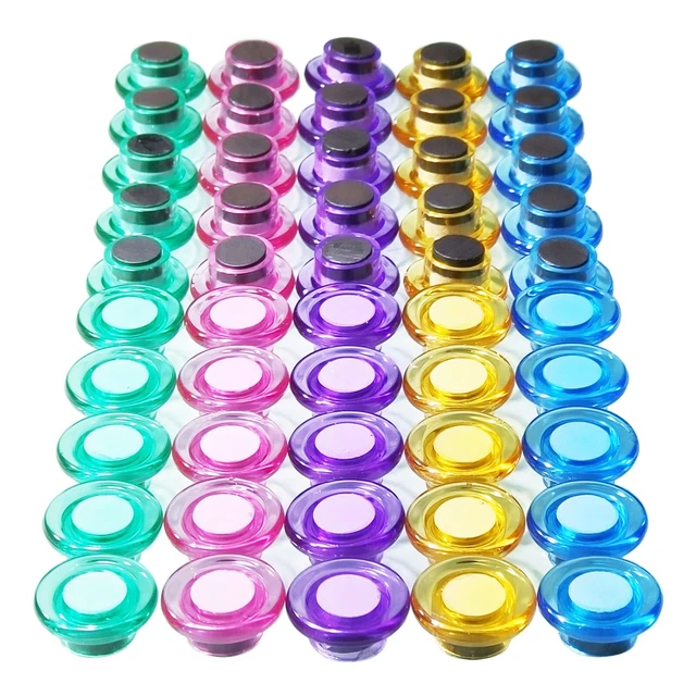 50 Pack 5 Colors Small Mangets ,Round Fridge Magnet, Cute Magnets for Whiteboard