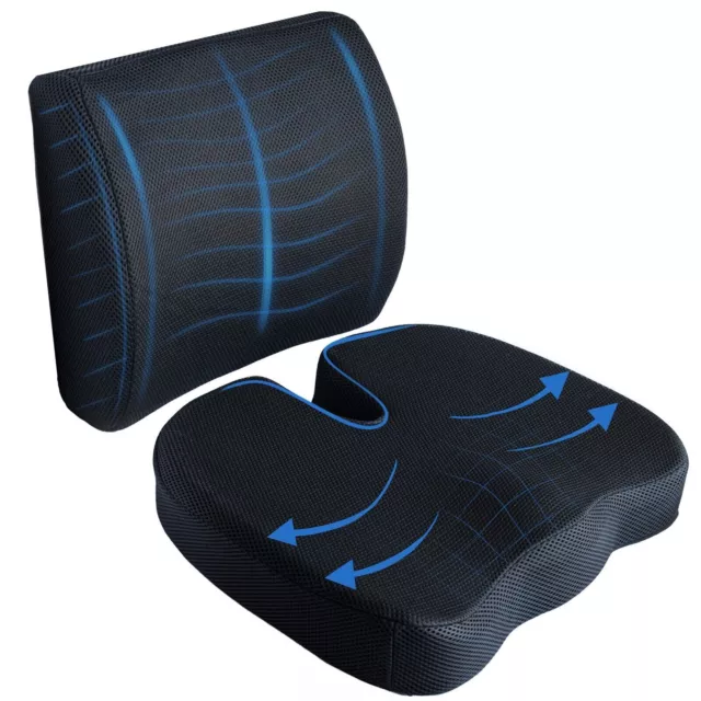 Seat Cushion & Lumbar Support Memory Foam Ergonomic Lumbar Support Pillow