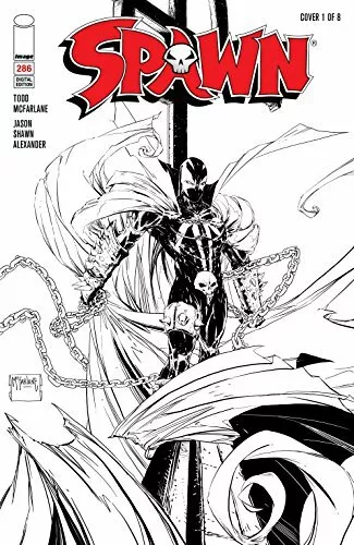 SPAWN # 286 - TODD Mc FARLANE REGULAR BLACK & WHITE COVER 1 OF 8