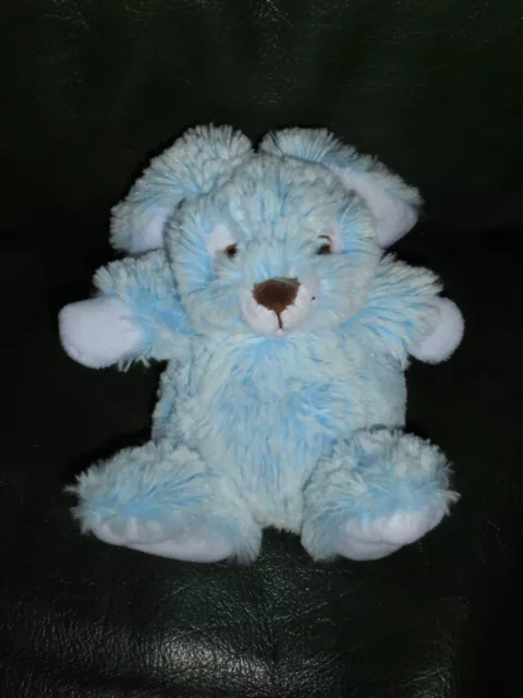 Peluche Doudou Lapin Bleu Et Blanc Poils Longs GIPSY  15 Cm Etat NEUF