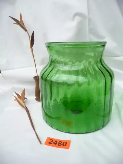 2480. Altes Biedermeierglas Vorratsglas Biedermeier Glas mundgeblasen grün 5 l