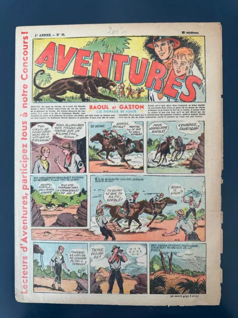 rare AVENTURES N° 36 de 1936 . RAOUL ET GASTON X9 BUCK ROGERS .  périodique BE