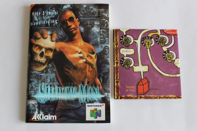 Notice / Mode d' emploi (FAH) + carte pour Shadow Man sur NINTENDO 64 .