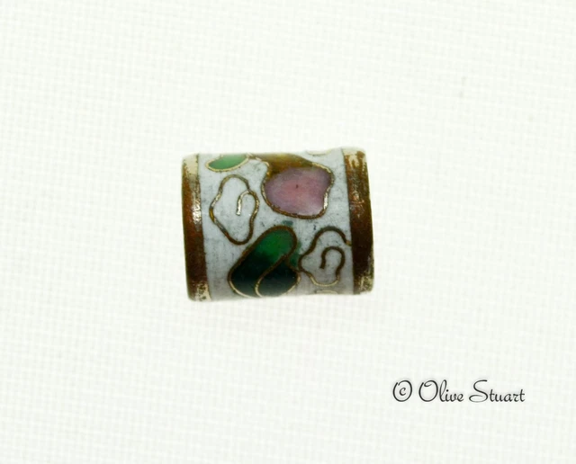 Oriental Cloisonne Beads Loose 11mm x 9mm large cylinder 3
