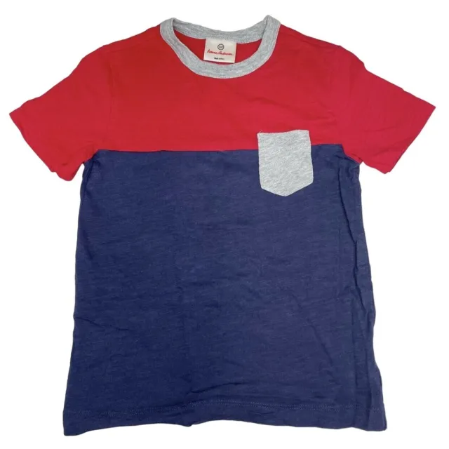 Hanna Andersson Colorblock Pocket Tee Kids 5 Size 110 Red Blue Gray
