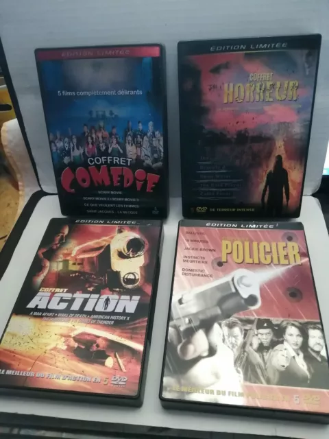 4 coffrets de 5 DVD edition limité - policiers action horreur et comédie