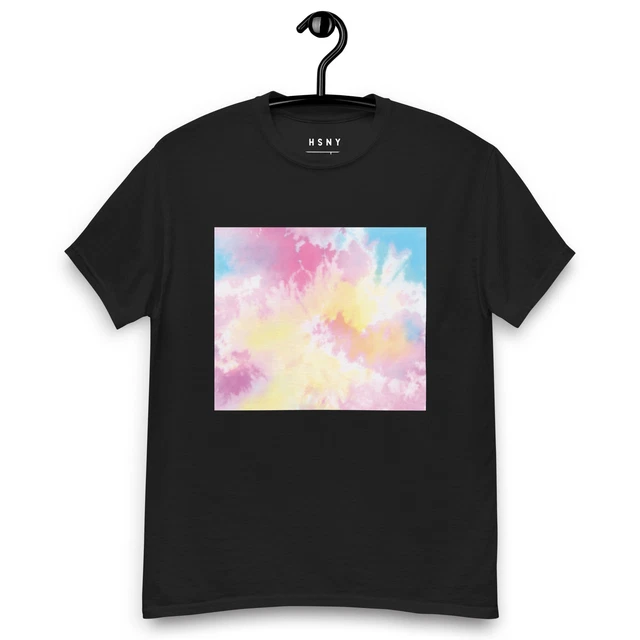 Cotton Candy Tie Dye Design %100 Cotton Men's Black Graphic Tee T-Shirt
