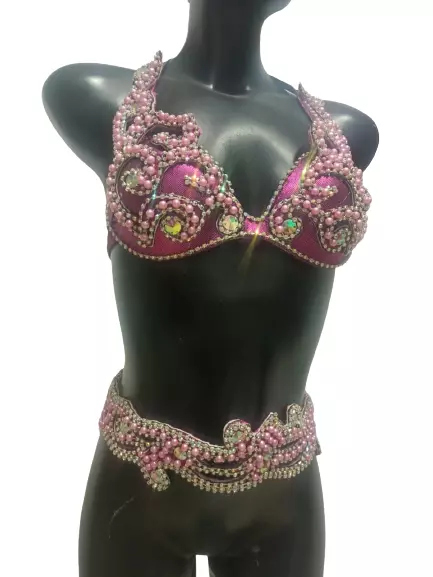 Nude Bra & Belt One Set Egyptian Belly Dance Custom Made Any Size