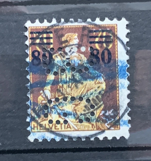 Switzerland 1915 80c On 70c Used Perfin 4FM280