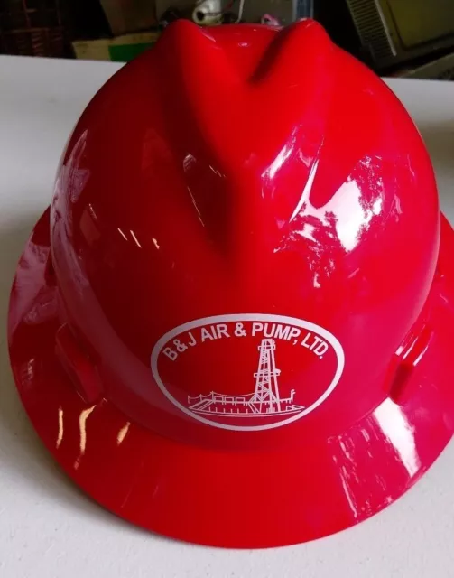 MSA V-Gard Full Brim B&J Air & Pump Hard Hat - Fas-Trac Suspension - RED