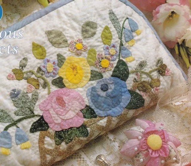 Patchwork Applique  Stitchery Pattern Vintage Rose Sewing Accessory bag 34x28 cm