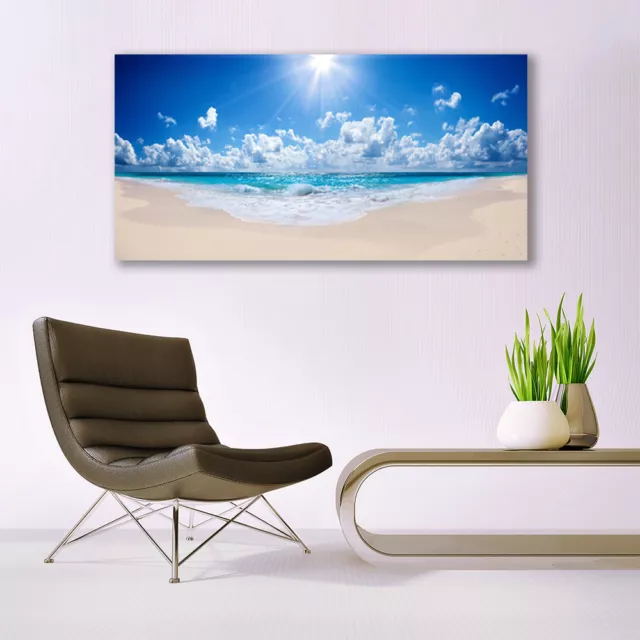 Photo sur toile Image Tableau Impression 140x70 Paysage Plage Soleil Mer 2