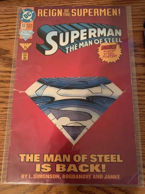 Superman The Man Of Steel #22 Reign Of Supermen DC Comics June 1993 Die Cut