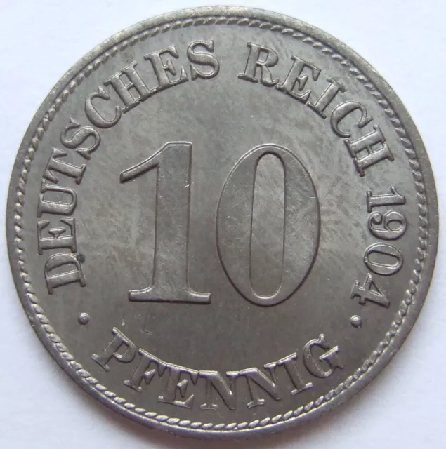 Moneta Reich Tedesco Impero Tedesco 10 Pfennig 1904 E IN Brillant uncirculated