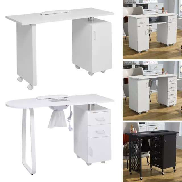 Manicure Nail Table Bar Art Salon Beauty Station Technician Storage Desk White 3