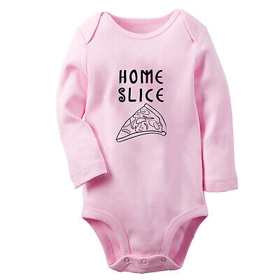 Homeslice Pizza Funny Baby Bodysuits Newborn Rompers Infant Kids Long Jumpsuits
