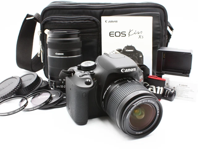 CANON EOS KISS X5 DSLR Camera 18-55mm 55-250mm EF-S Zoom Lens