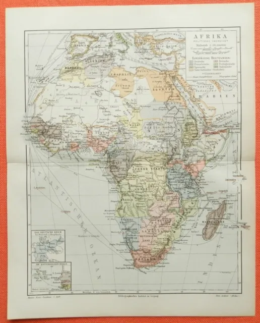 AFRIKA POLITISCHE ÜBERSICHT KOLONIEN Staatenkarte Historische Landkarte 03/ 1994