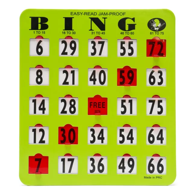 100 Green Bingo Easy Read Jumbo Shutter Slide 8 X 9 Cards 65