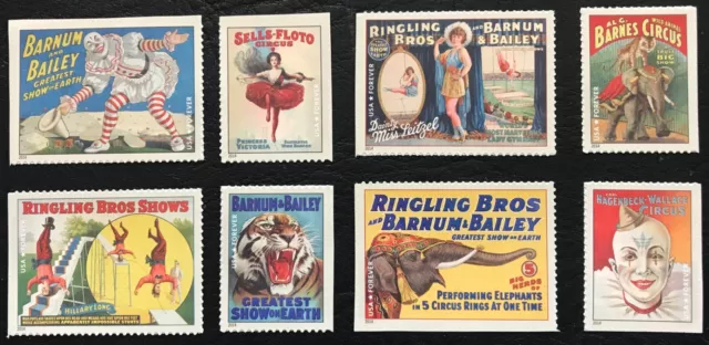 2014  #4898-4905 - Forever - VINTAGE CIRCUS POSTERS - Set of 8 Singles - MNH