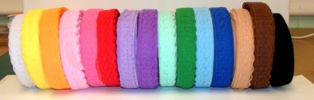 Lace Ribbon Trim Flat 20mm wide Sold per metre Lots of Colours