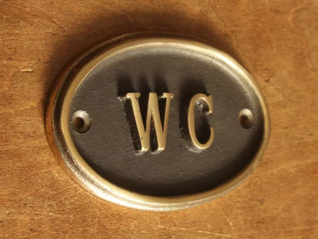 Brass WC Toilet Door Sign Ladies & Gents Bathroom Loo Old Vintage Style (BS-05)