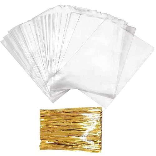 Sac Plastique Transparent 100 Pièces Sacs en Cellophane Clairs Sacs en Plasti...