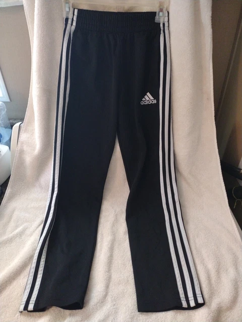 Adidas Athletic Training Pants Youth Size Medium Black Three Stripes. Pockets.