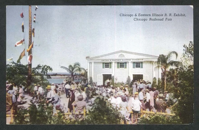 Chicago & Eastern Illinois Railroad Exhibit Chicago RR Fair postcard 1948