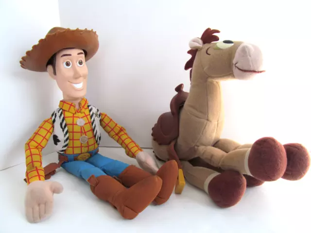 Vtg Disney Toy Story 14" Woody Faux Pull String Doll With Bullseye Horse Hat I