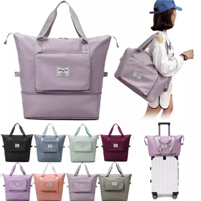 Women Large Capacity Folding Travel Duffle Bag Sport Gym Tote Handbag Waterproof