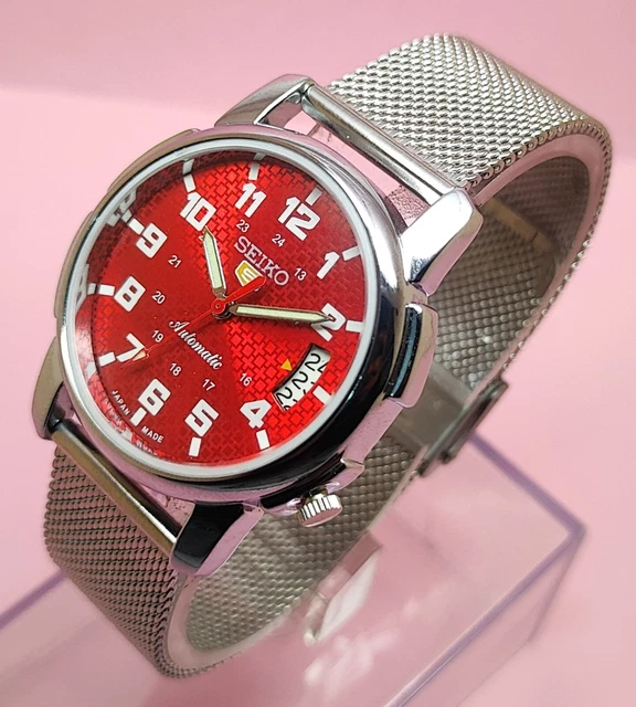 Seiko 5 automatic men's steel day/date vintage japan made watch run order