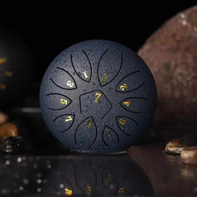 6 Inch 11-Note Tongue Drum with Drumsticks Hand Pan Ethereal Drums (Navy)