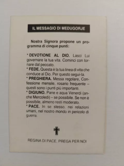 Nostra Signora di Medjugorje, Holy Card 2