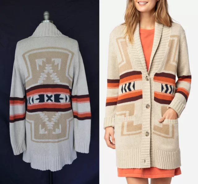 PENDLETON wool cotton Aztec Harding Southwestern cardigan sweater duster coat M