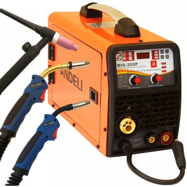 ANDELI Aluminium Pulse MIG Welder Inverter Gas Gasless 200amp Lift-TIG MMA 5in1