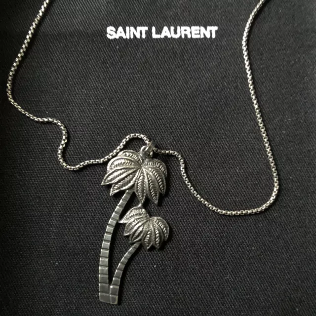 SAINT LAURENT PALM tree necklace pendant chain box Bag Silver sold out BNIB 249.99 PicClick UK