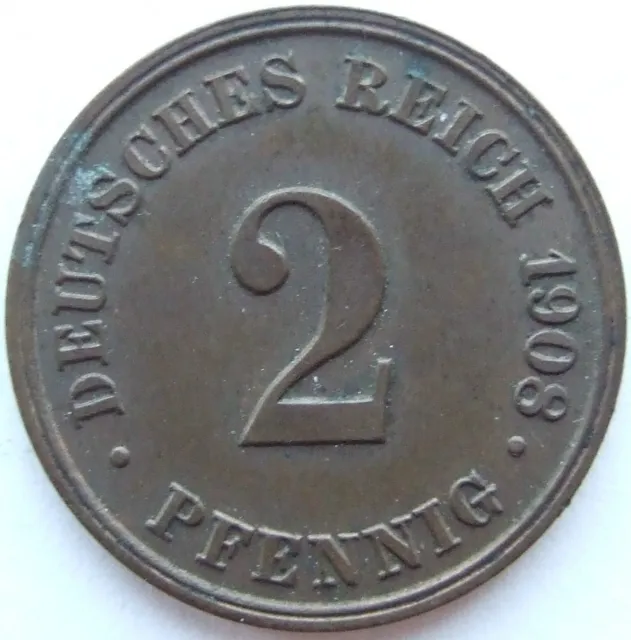 Moneta Reich Tedesco Impero Tedesco 2 Pfennig 1908 J IN Extremely fine /