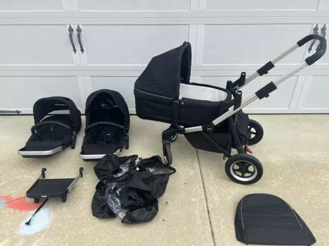 Thule Sleek double Stroller With Sibling Seat, Bassinet, And Glider Board