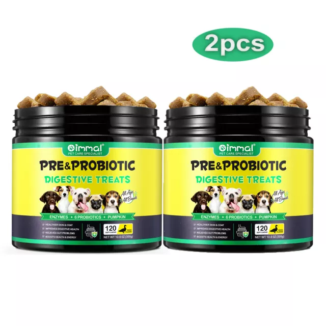 2x Pre Probiotic Chewable Digestive Supports Dogs Chews Health Supplement 240pcs