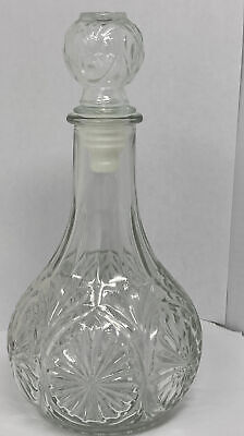 Liquor Decanter with Stopper Lid Pressed Clear Glass Retro Barware Vintage Style