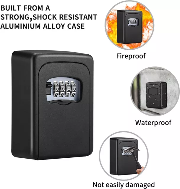 Outdoor High Security Wall Mounted Key Safe Box Code Lock Storage 4 Digit UK 2