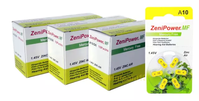 180 ZeniPower Talla 10 Mercury Free Audífono Baterías Super Frescas Caducan 2026