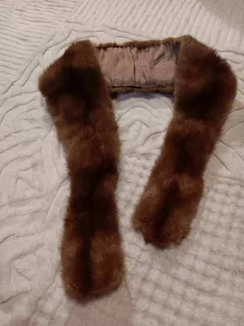 Vintage Real Mink Fur Stole Scarf Collar Shoulder Wrap Glam Clothing