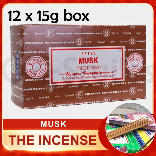 12 X 15g FRESH SATYA SAI BABA - MUSK INCENSE STICKS NAG CHAMPA